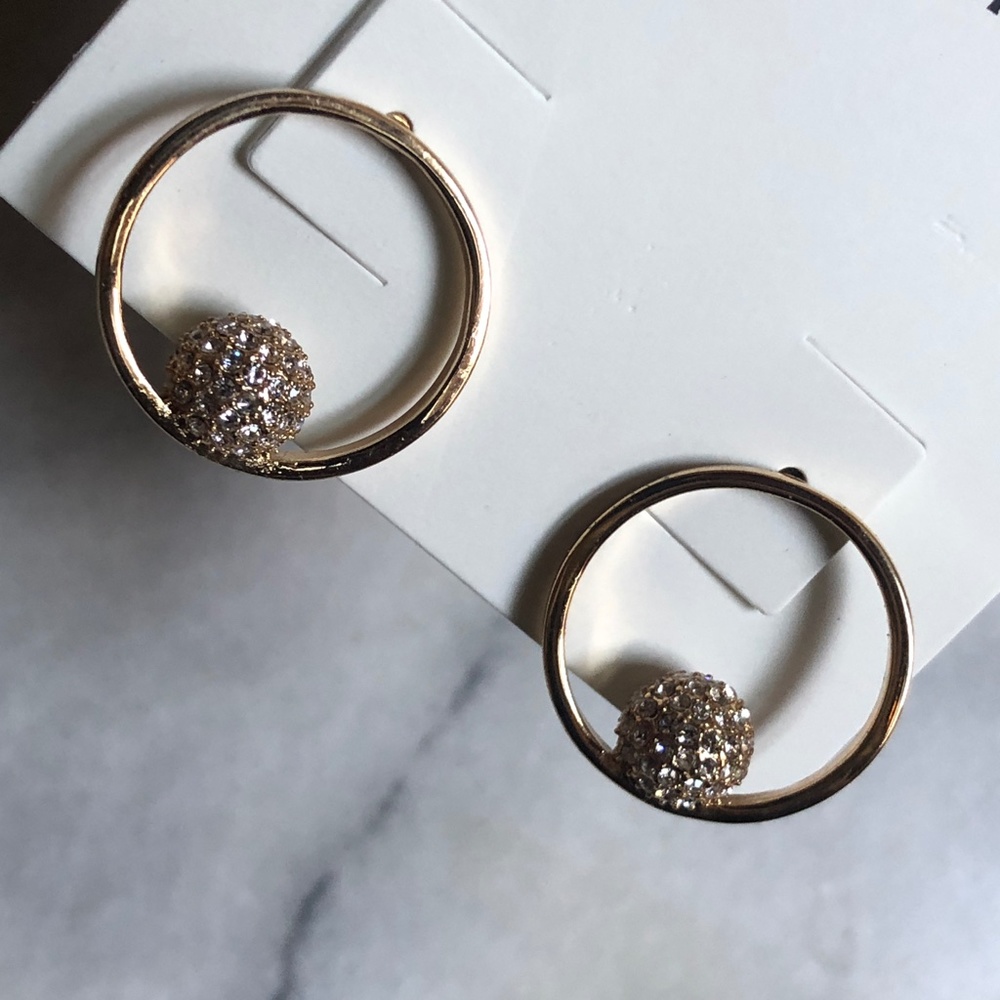 Rebecca Minkoff Pavé Sphere Frontal Hoop Earrings - Picture 2 of 3